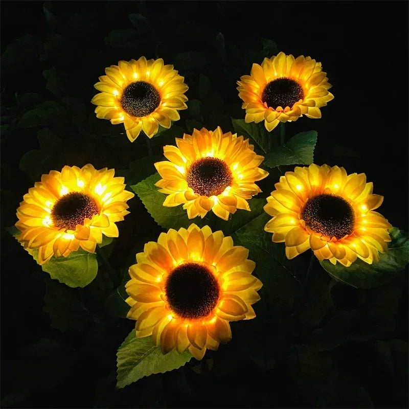 Solar Lights Outdoor Simulated Sunflower Fairy LED Lawn Lamp Garden Courtyard Ground Light Wedding Christmas Home Decoration