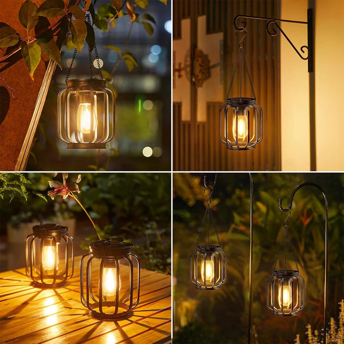 Solar Lantern Led Light Garden Lights Outdoor Waterproof Lamp Auto On/off Sensor Warm White Hollow Decoration Landscape Iron-art
