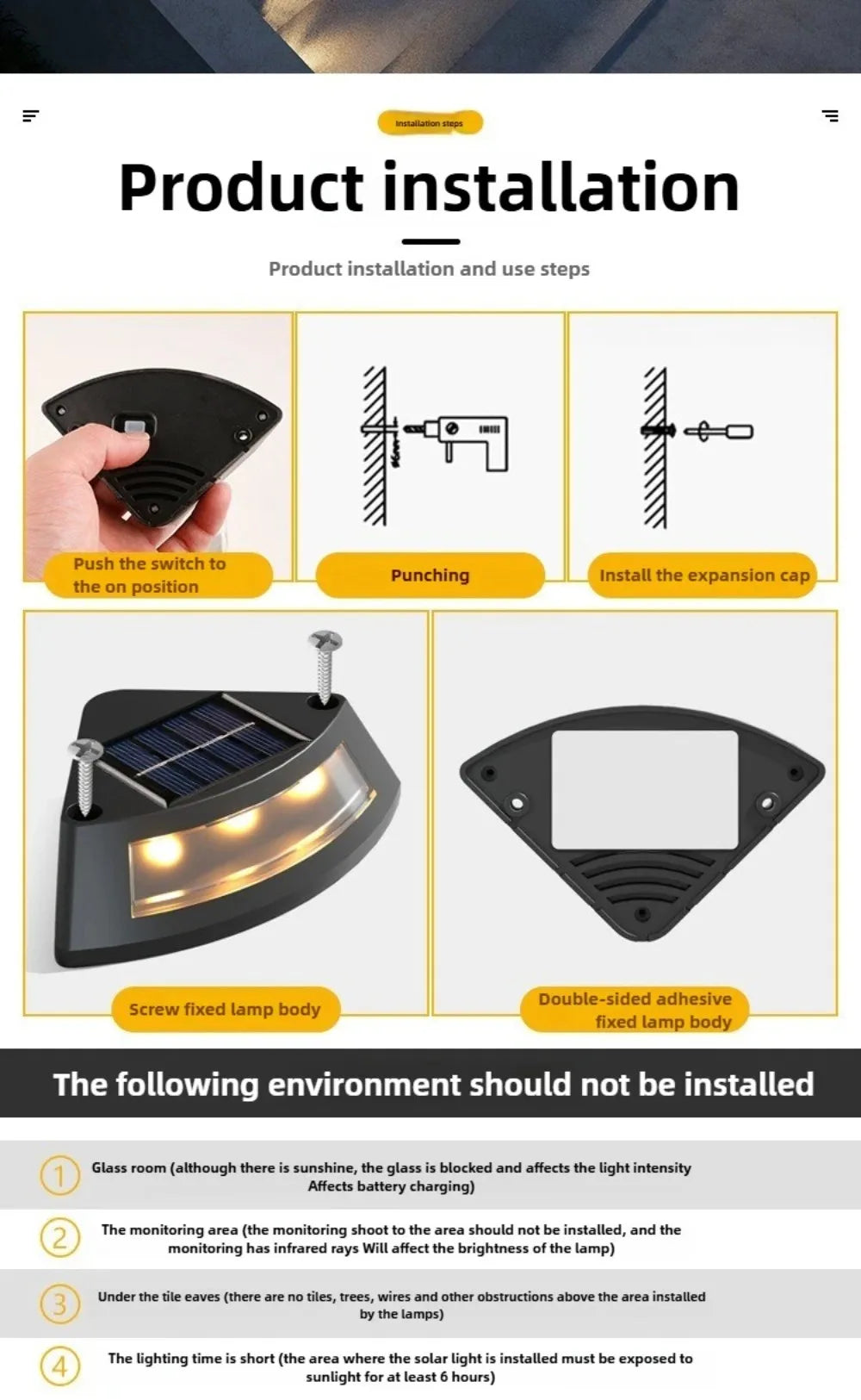 4pcs Waterproof Solar Step Lights Auto Switch Easy To Use Stair Lighting Solar Powered Warm /White Light Garden Walkway Light