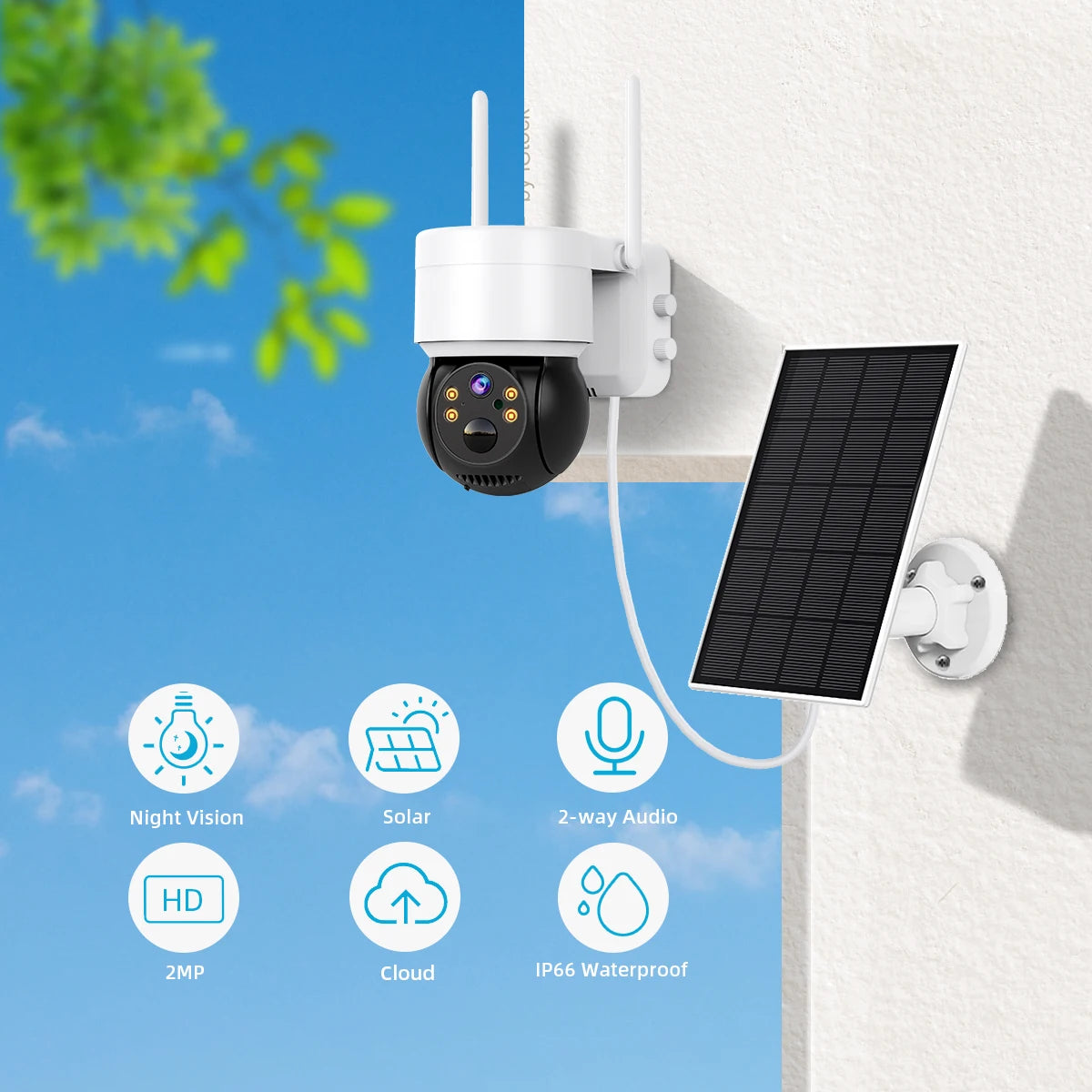 Solar Camera WIFI Outdoor 4MP HD Wireless Security CCTV Waterproof Night Vision PIR Human Detect PTZ Camera with Solar Panel
