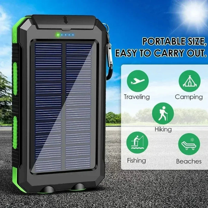 NEW 200000mAh Solar Power Bank Portable Charging Poverbank External Battery Charger Strong Light LDE Light for All Smartphones