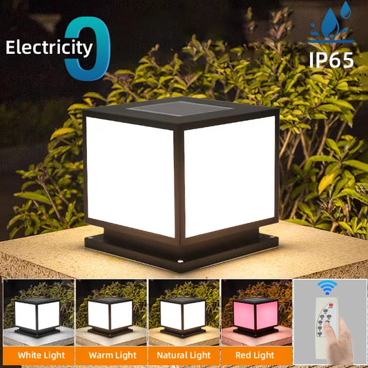 Solar Column Light Garden Solar Lamps Waterproof LED Solar Pillar Light Timed Remote Control LED Outdoor Lighting Courtyard Lamp