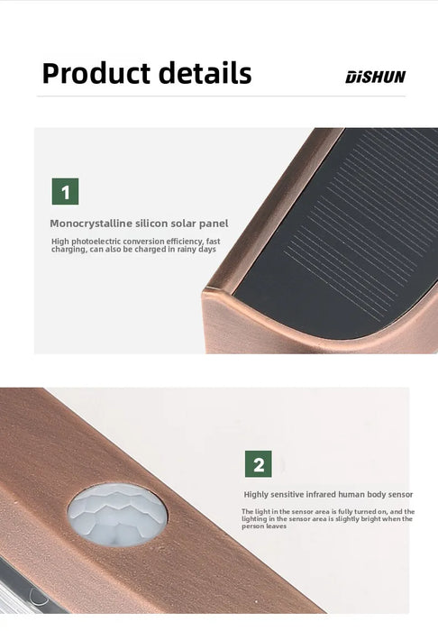 Solar wall lamp for household outdoor waterproof garden decoration fence LED human body sensing outdoor courtyard lamp