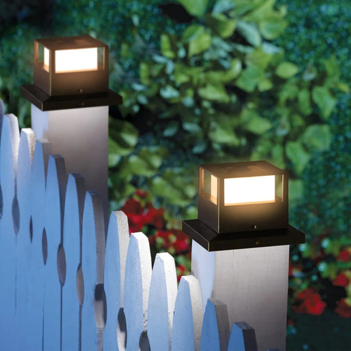 Waterproof Led Light Fence Lamp Solar Panel Pipe Garden Street Solar Powered Landscape Lamp Light Hot Solar Pillar Post Cap New
