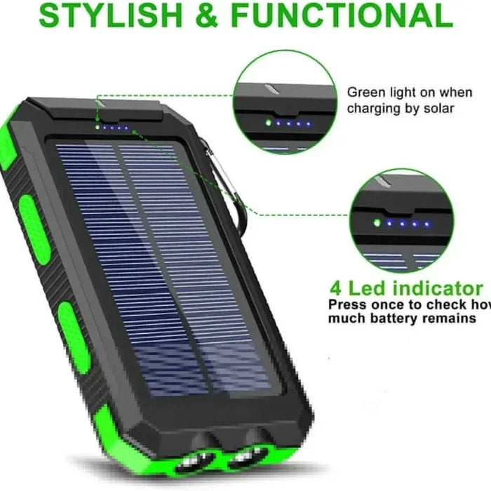 NEW 200000mAh Solar Power Bank Portable Charging Poverbank External Battery Charger Strong Light LDE Light for All Smartphones
