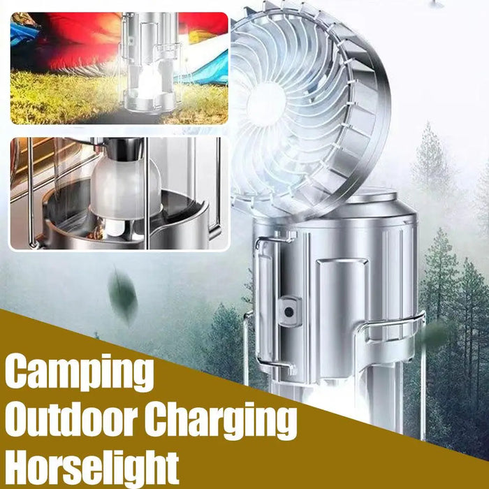 Solar Portable Camping Lantern with Electric Fan 1500mAh LED Solar Power Rechargeable Hanging Tent Lamp for Outdoor Emergency