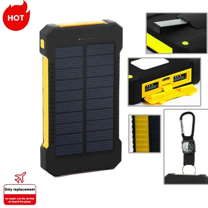 Fast Charging 20000mAh Portable Solar Power Bank External BatteryWaterproof Powerbank with SOS Flashlight Poverbank for Xiaomi