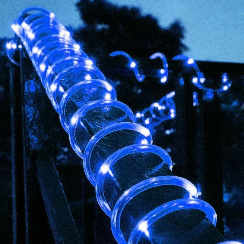 Solar Outdoor Fairy Lights LED Festoon Tube Rope String Light Summer Garden Fence Wedding Party Balcony Decoration Solar Garland
