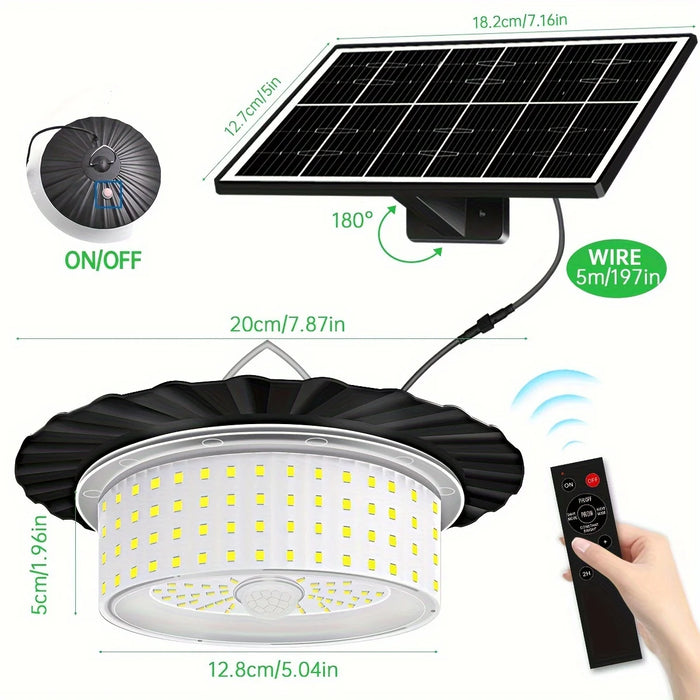 Solar Shed Lamp Solar Pendant Light Indoor/Outdoor Motion Sensor Lamp for Garden Chicken Coop Barn Patio Gazebo Garage Lighting