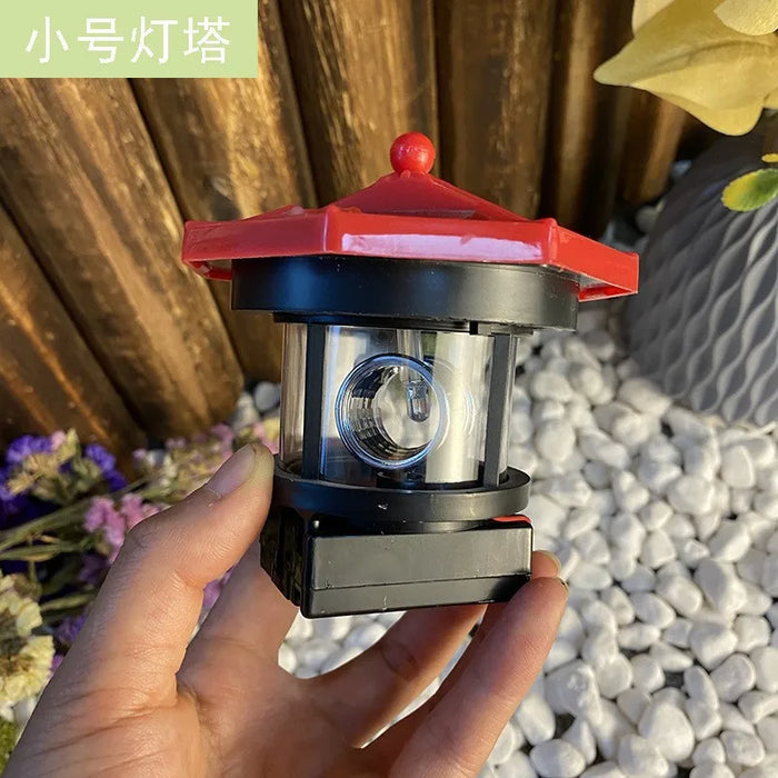 Solar Power Lamps Rotating Lighthouse Beacon Tower LED Light Outdoor Garden Landscape Courtyard Lawn Outdoor Decoration Light