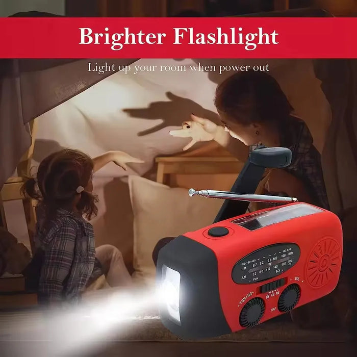 Outdoor Camping Emergency Radio Solar Hand Crank Dynamo Radio FM/AM/NOAA 2000Mah Phone Charger Power Bank Flashlight SOS