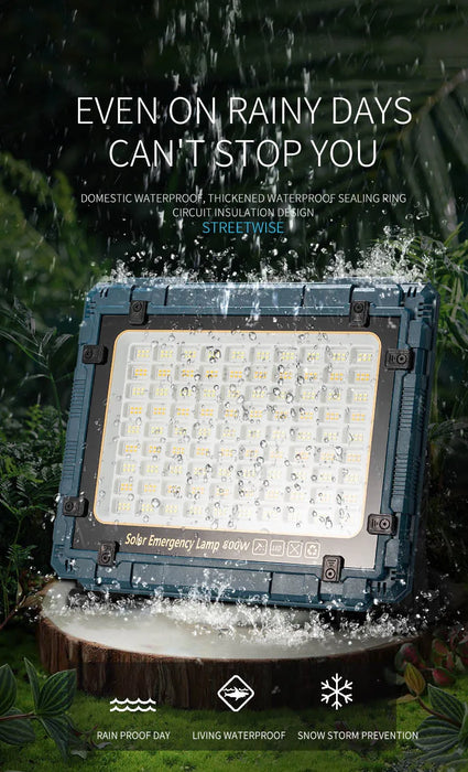 Rechargeable Solar Flood Light Outdoor Portable LED Reflector Spotlight IP66 Waterproof Camping Work Light Floodlight