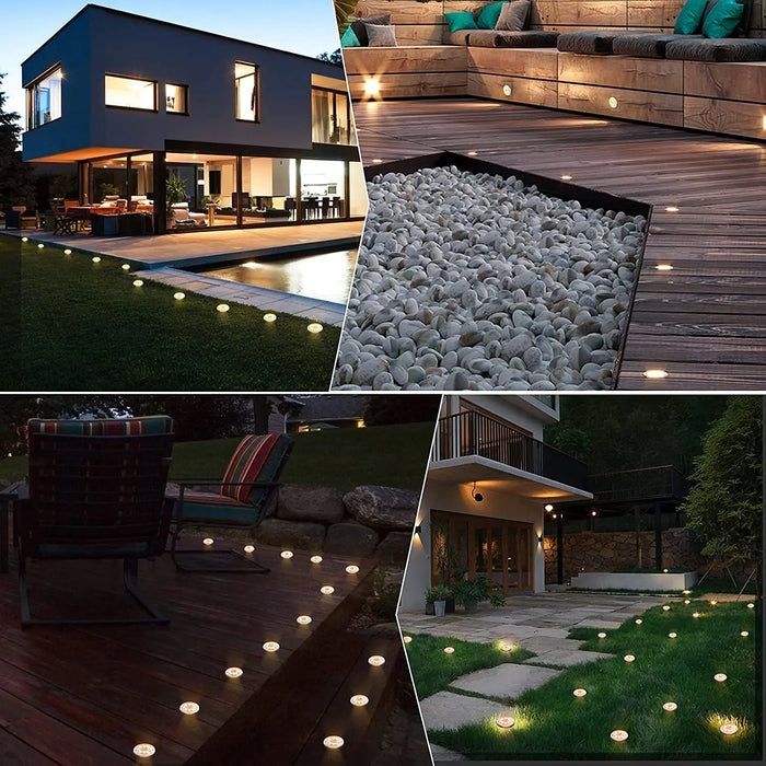 8/20LED Solar Power Disk Light Outdoor Garden Solar Underground Light Deck Light Spotlight Buried Solar Led Lamp Garden Decor