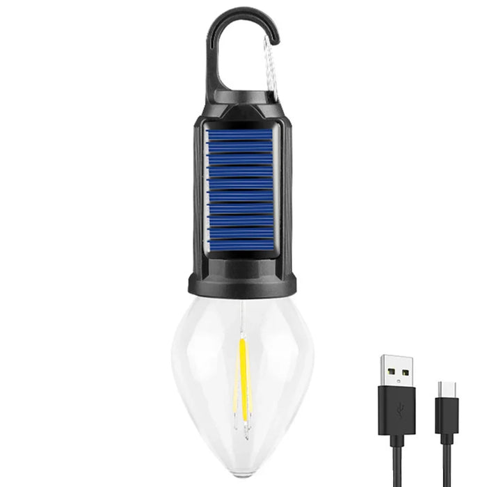 Solar Powered LED Camping Lamp USB Charging LED Lighting Lantern Waterproof Portable Handheld Lamp 100LM for Outdoor BBQ Camping