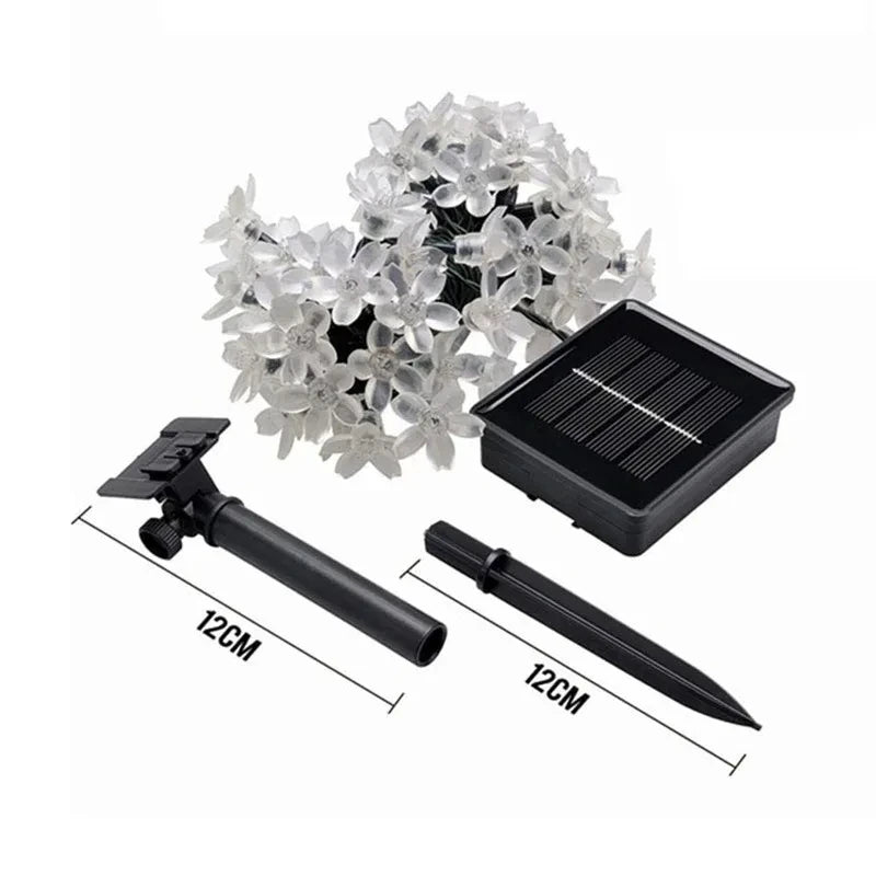 5M/7M/12M LED Solar Lights Outdoor Floral String Flower Fairy Lights Garlands For Christmas Party Outdoor Decoration Waterproof