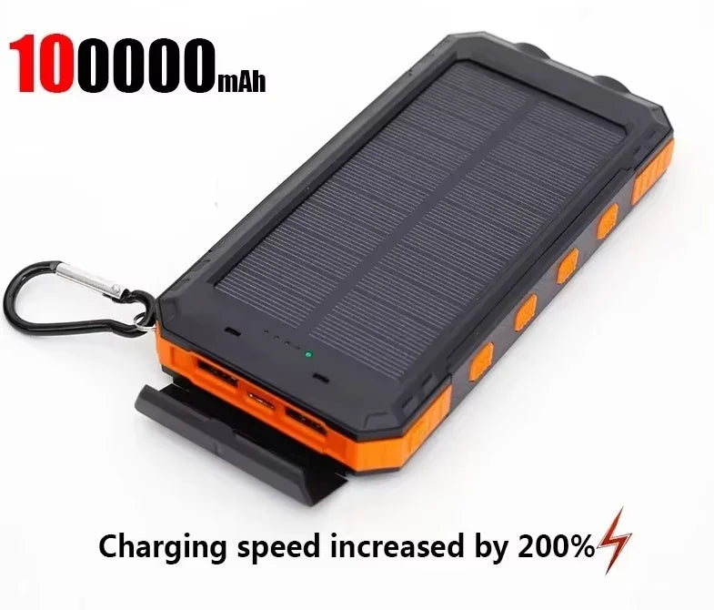 Solar 200000mAh Power Bank Portable Large Capacity Charger Compatible 120W Super Fast Charging For iPhone Samsun Huawei Xiaomi
