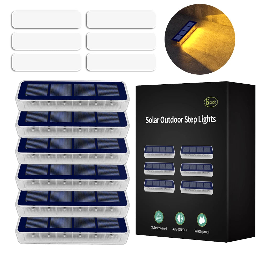 Solar Deck Lights Outdoor Waterproof LED Step Sidewalk Stair Garden Light IP68 Auto On/Off Solar Powered Dock Driveway Lighting