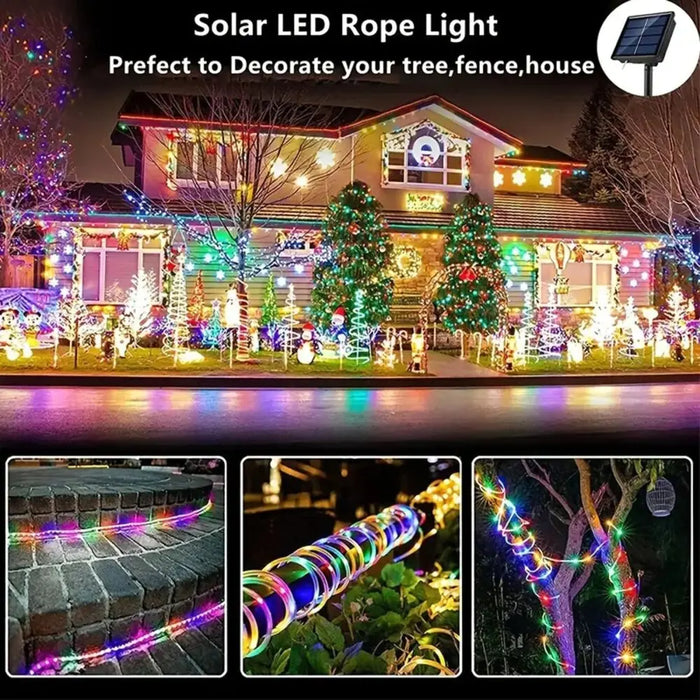 Outdoor Solar Tube Rope Led Light Christmas Garden Decoration Fairy String Lights 22M/12M/7M Wedding Party Led Garland Lamp