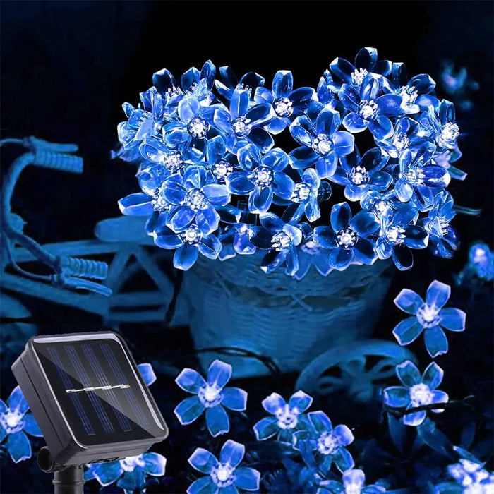Solar Flower String Lights Outdoor Waterproof LED Fairy Lamp Decoration for Garden Fence Yard Christmas Home Party Decor