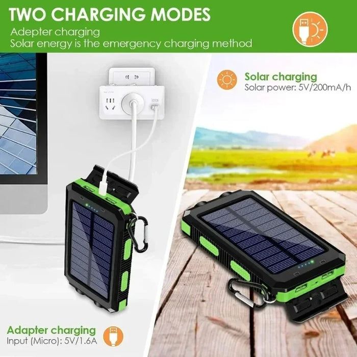 NEW 200000mAh Solar Power Bank Portable Charging Poverbank External Battery Charger Strong Light LDE Light for All Smartphones