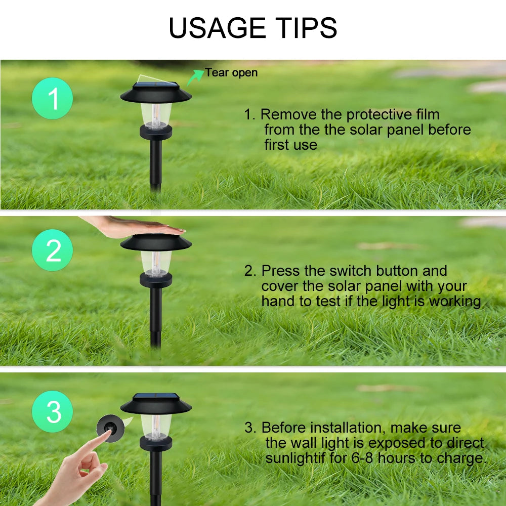 Solar Pathway Lights LED Outdoor Landscape Path Lamp IP65 Waterproof Solar Garden Lights For Yard Garden Walkway Patio Driveway