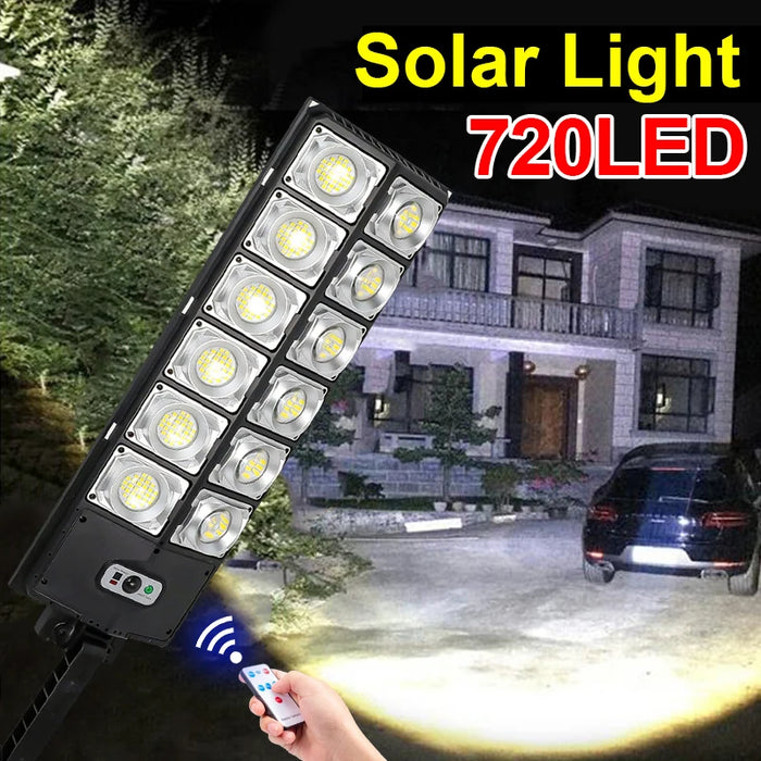 Powerful Solar Lights Outdoor Super Bright Solar Street Light 720 LED Solar Wall Lamp Solar Spotlight for Garage Garden Yard