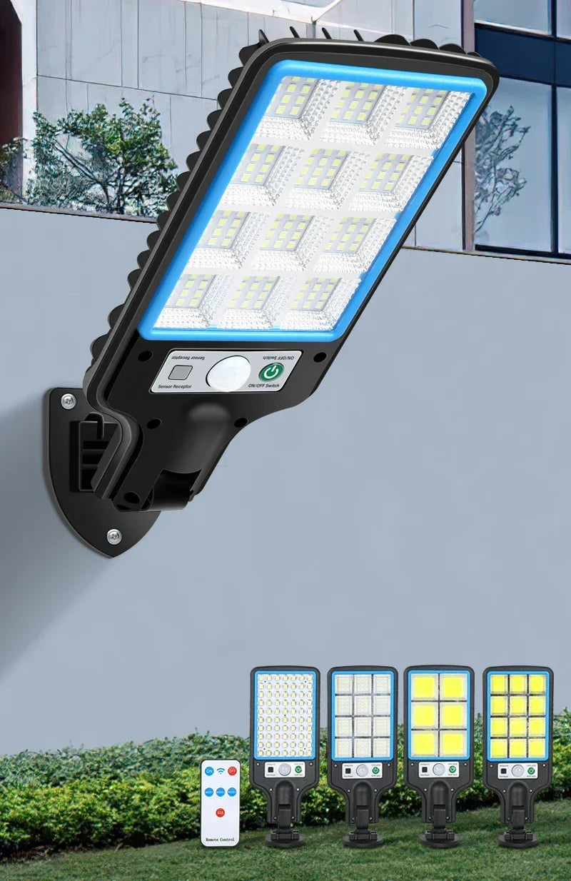LED Solar Street Lights Outdoor 1-4 Pack Solar Lamp with 3 Light Mode Waterproof Motion Sensor Security Lighting for Garden