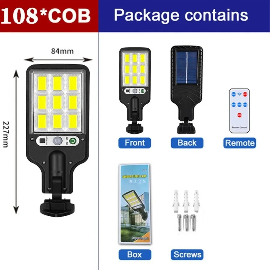 Solar Lights Outdoor With 3 Mode Waterproof Motion Sensor Security Lighting Wall COB Street Lamp for Garden Patio Garage Light