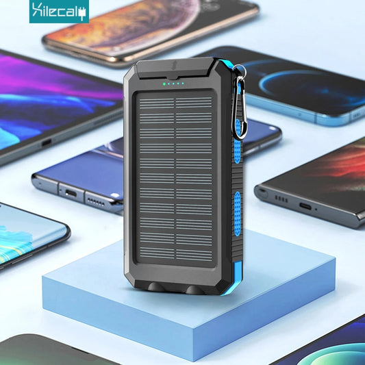 Xilecaly Waterproof Power Bank 20000Mah Dual USB Travel Outdoor Mobile Phone Charger Solar Powerbanks For Camping For iphone 16