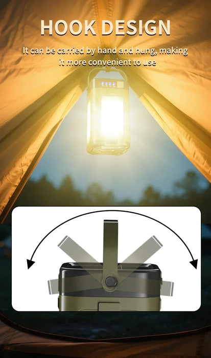Solar Outdoor Camping Light 4-Blade 90° Expandable Foldable Solar Charging 2000mAh Portable Hanging Tent Light
