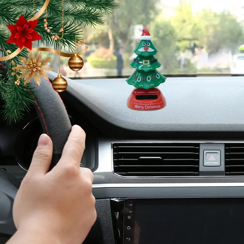 New Arrival Christmas Car Ornament 2024 Solar Dancing Christmas Tree Novelty Moving Christmas Tree For Car Dashboard