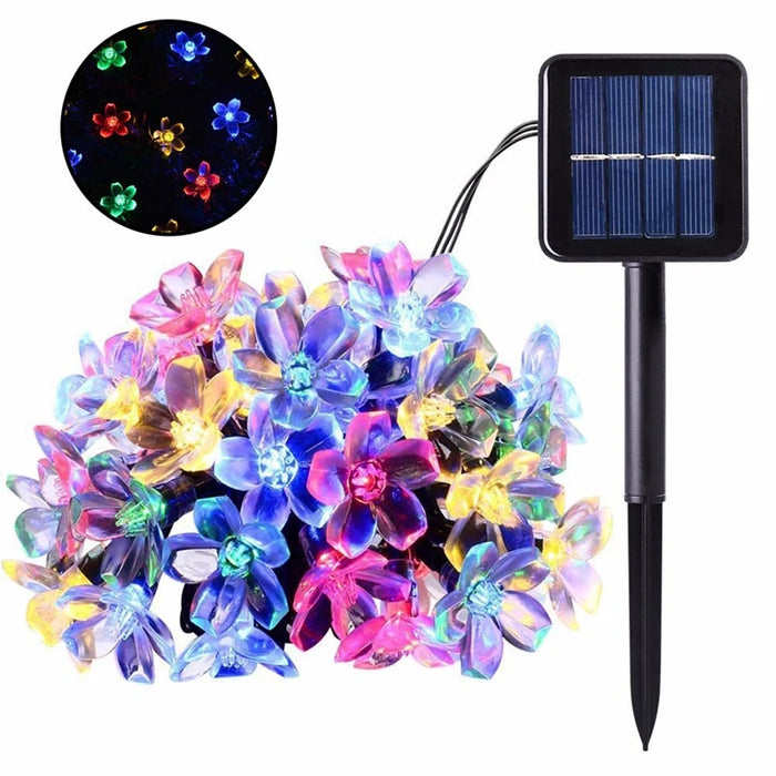 5M Purple Solar Flower String Lights Fairy LED Lights String Decorative Outdoor Lighting For Home Garden Holiday Decor