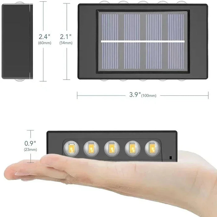 Solar Wall Lamp Outdoor Waterproof Solar Lights Up And Down Convex lens Lighting For Garden Street Landscape Balcony Outdoor Dec