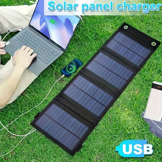 20W Foldable Solar Panel 5V USB Portable Battery Charger for Cell Phone Outdoor Waterproof Power Bank for Camping Accessories