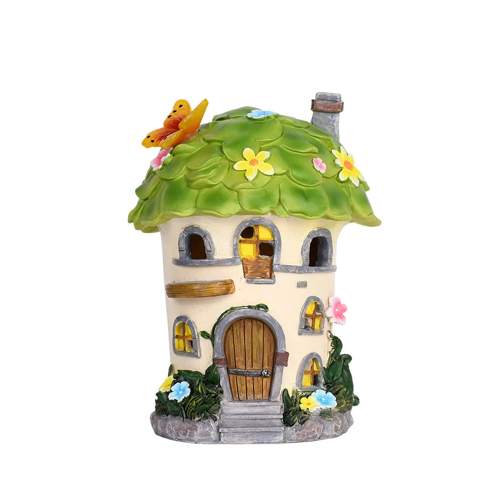 Solar Resin Cabin Christmas Outdoor Courtyard Garden Decoration Led Nightlight Fairy Tale Atmosphere Creative Ornament