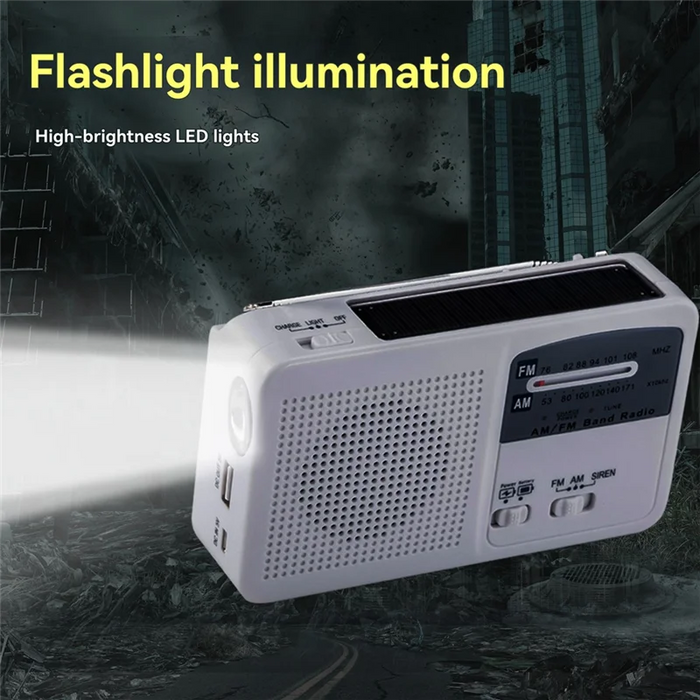 ABUO-FM/AM Radio Solar Hand Crank Self Powered Radio Multifunctional Portable Emergency Radio With Flashlight