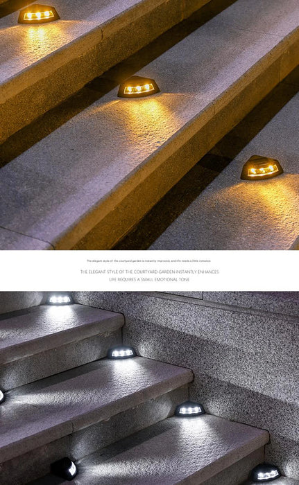 4pcs Solar Step Lights Outdoor Garden Courtyard Decor Warm/ White LED Pathway Lighting Sun Lamp for Walkways Staircases Garden