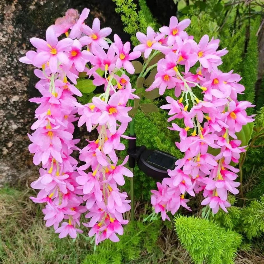 Solar Garden Flower Lights Outdoor Fabric Daisy Lavender Flowering Vine‌ LED Landscape Decorating for Yard Patio Flowerpot