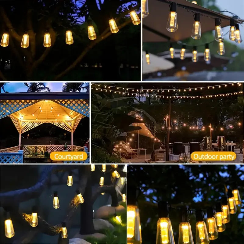 Solar Powered lamp Outdoor string lights Courtyard hanging lights LED bulbs garden porch courtyard balcony terrace lighting 733