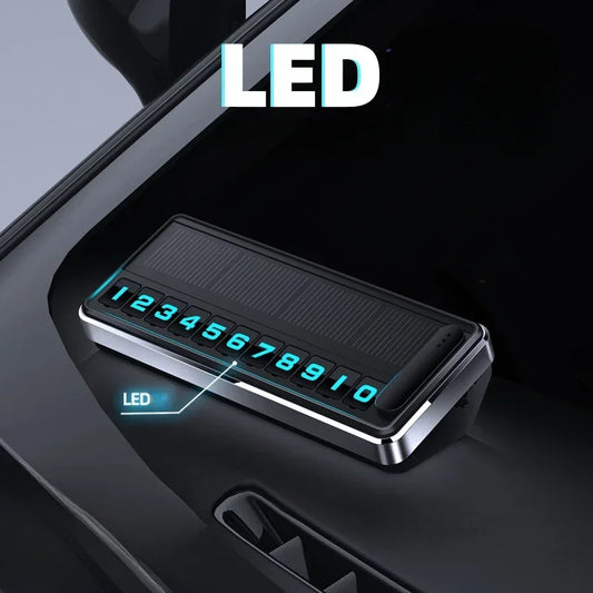 Solar Car Phone Number Plate Led Lighting Temporary Parking Card Hidden Plates Car Park Stop Multiple Number Parking Gadgets