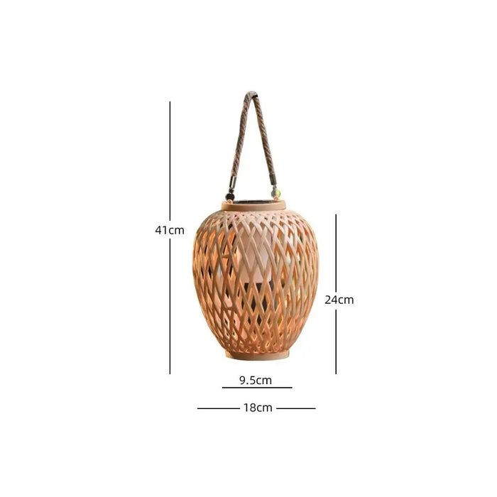 Solar Bamboo Weaving Lantern 600 mAh Waterproof Chinese Lantern Lights LED Garden Decorative Light Warm Light