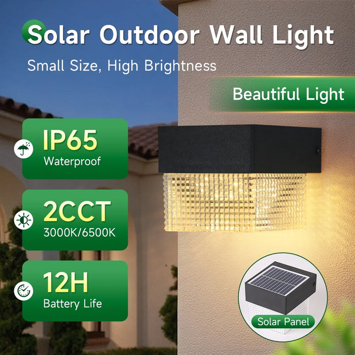 Solar Wall Lamp Outdoor Warm Light Waterproof Lighjt Down Luminous Lighting Balcony Yard Garden Decoration Lights Exterior Wall