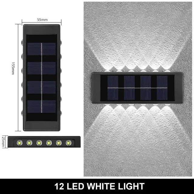Solar Outdoor Wall Light 2-12 LED Waterproof Garden Light Balustrade Decorative Atmosphere Lamp Down Luminous Solar Lamp