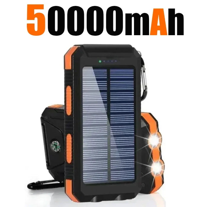 NEW 200000mAh Solar Power Bank Portable Charging Poverbank External Battery Charger Strong Light LDE Light for All Smartphones