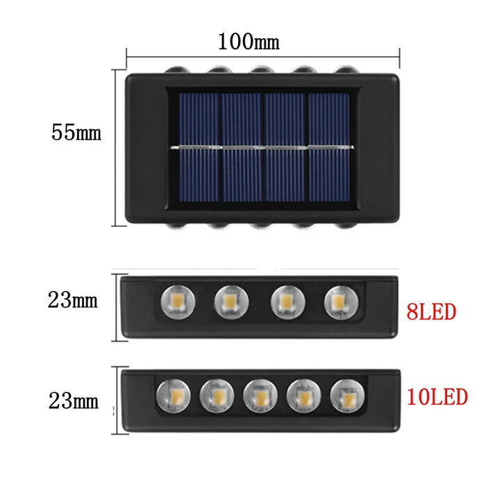 Solar Outdoor Wall Light 10 LED Waterproof Garden Light Courtyard Balustrade Decorative Atmosphere Lamp Down Luminous Solar Lamp