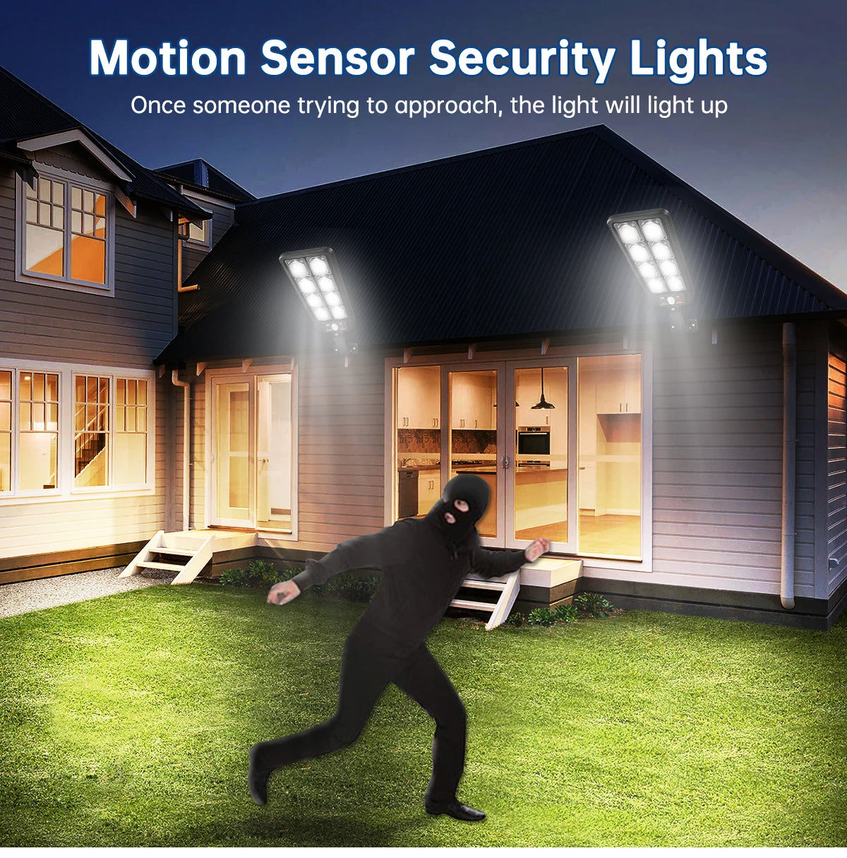 Solar Street Lights Outdoor Waterproof Solar Lamp with Remote Control 3 Working Modes IP65 Waterproof for Garden Wall Yard