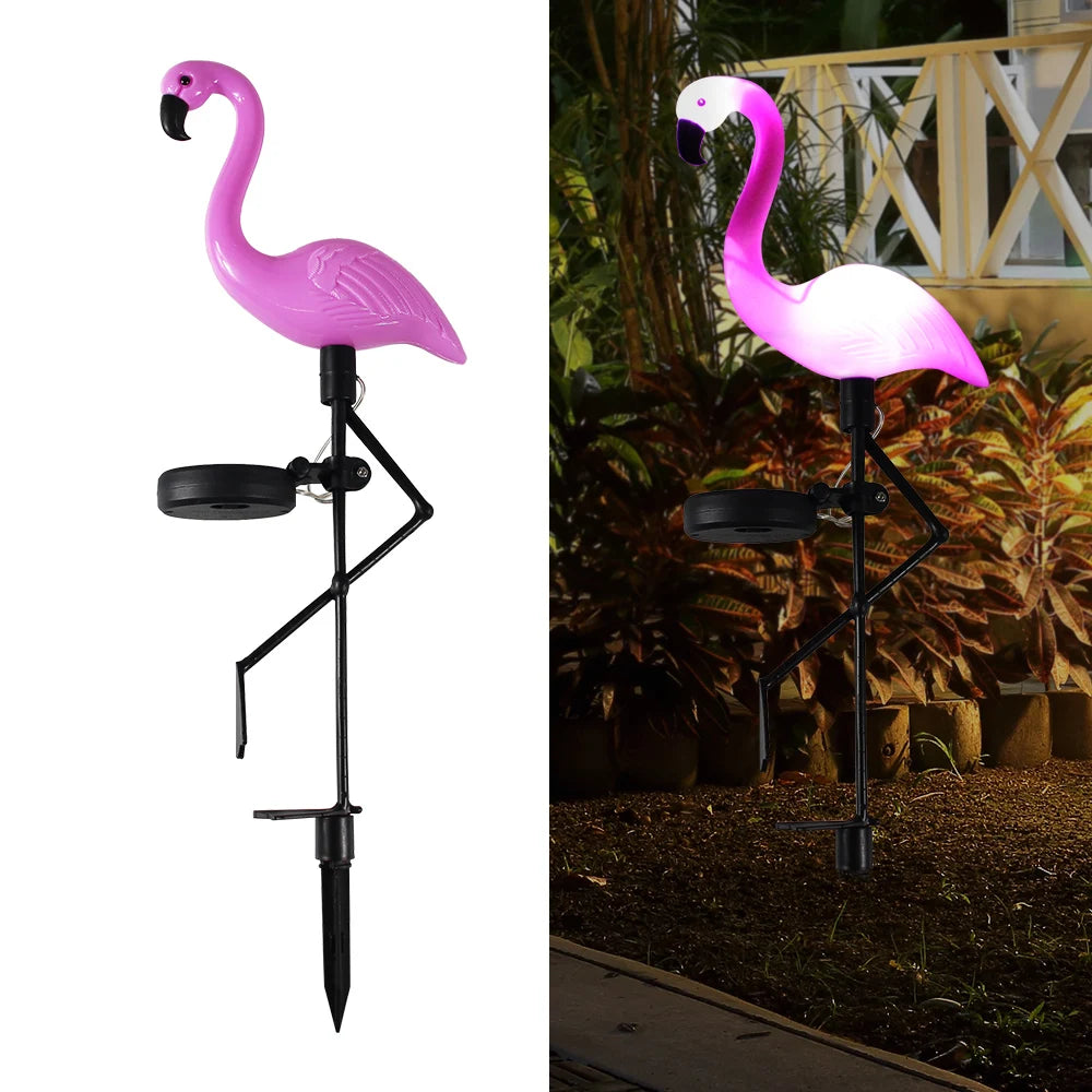 Solar Flamingo Light Garden Ornament Outdoor Waterproof Lawn Lamp Landscape Yard Light Patio Walkway Decoration Party Supplies