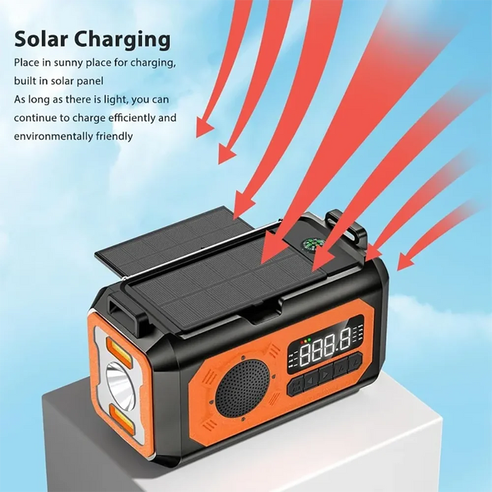 Hand Cranked Solar Powered Portable AM/FM/NOAA Weather Radio 12000mAh With LED Flashlight Portable Power Bank Outdoor Radio