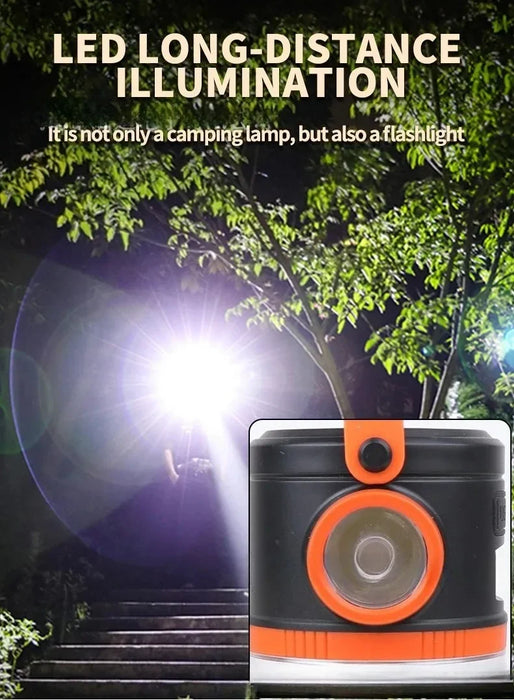 Solar Powered Camping Lamp Portable Flashlight Double Light Emergency Lights USB Charge Waterproof for Outdoor Hiking Tent