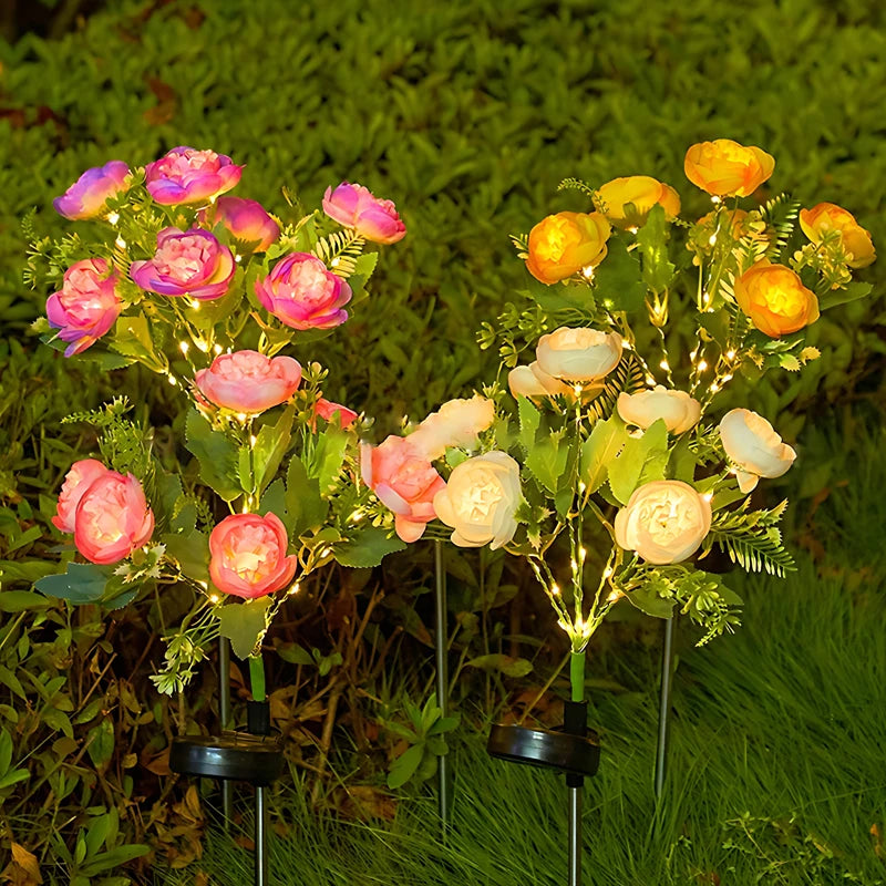 Solar Powered Flower Lights, LED Peony Flower Lamps for Outdoor Solar Garden Lights, Outdoor Solar Lawn Lights for  Yard, Lawn